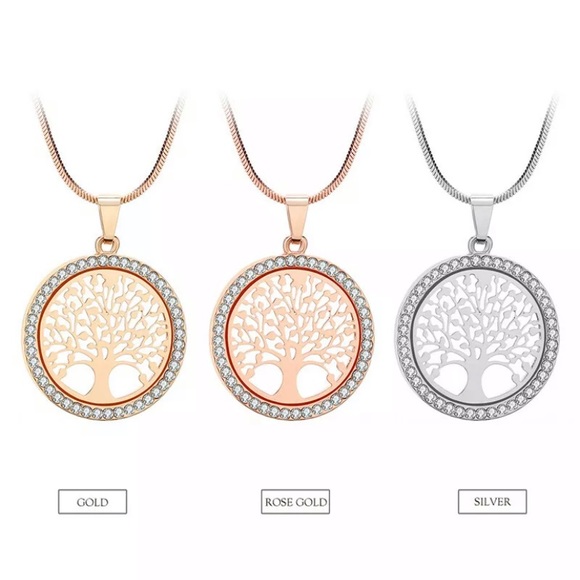 Tree Of Life Crystal Round Small Pendant Necklace - Picture 3 of 6